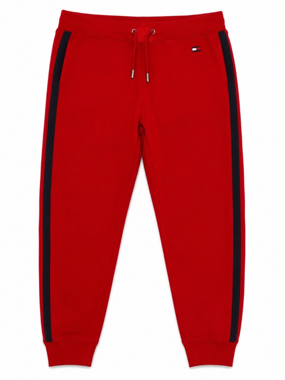 Tommy Hilfiger Red Jogger Sweatpants with Navy Side Stripes